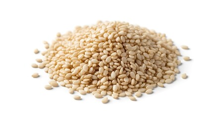 Pile of raw lentils on a white background