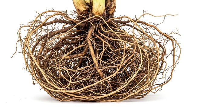 Healthy plant roots growing in a ball - Powered by Adobe