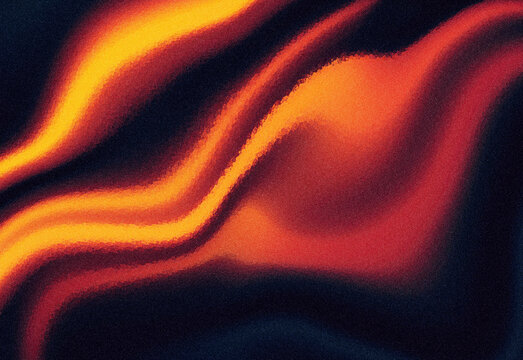 Vibrant abstract gradient waves in orange and yellow against a dark speckled background, a flowing digital art composition that evokes motion, energy, and contemporary creativity