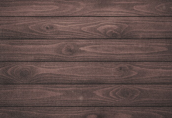 Naklejka premium Close up of weathered dark brown wooden planks with visible grain, knots, and texture for rustic, natural backgrounds and versatile design projects and creative inspiration