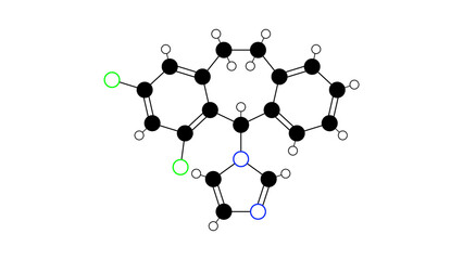 eberconazole molecule, structural chemical formula, ball-and-stick model, isolated image antifungal drug