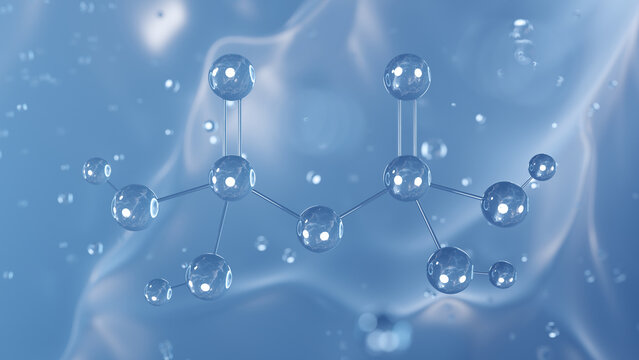 pyrophosphoric acid molecular structure, 3d model molecule, inorganic acid structural chemical formula view from a microscope