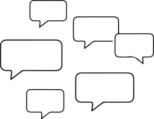 Fototapeta premium Speech Bubbles for Conversation Talk Brainstorming Hand-drawn Sketch Drawing Vector Illustration, Line Linear Symbol Engraving Coloring Book, Black and White Isolated