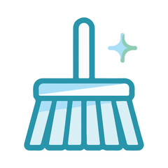 flat style isolated broom cleaning icon