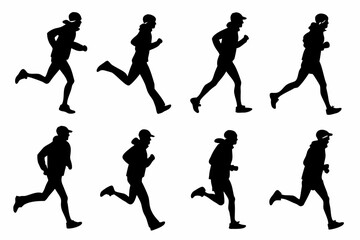 Running Silhouette in Winter – Athlete Jogger Vector Bundle, Outdoor Sport Clipart Collection