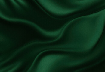 Obraz premium Close up of emerald green satin fabric showing soft flowing folds and rich shine, ideal for fashion design, textile texture, luxury branding, product photography, and home decor