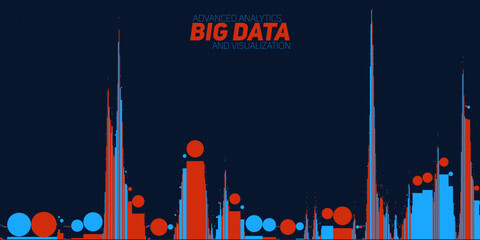 Vector abstract financial big data graph visualization. Stock index infographics aesthetic design. Visual information complexity. Intricate data threads chart. Business analytics