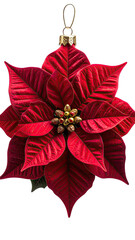 Decorative Red Velvet Poinsettia Christmas Ornament for Holiday Season.