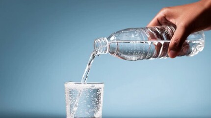 Pouring Clear Water into a Glass Hydration and Refreshment