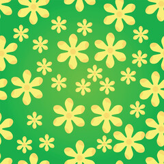 Seamless floral pattern with pastel yellow flowers and green Background on a vector background