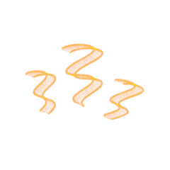 gold heat steam squiggle icon, glowing aroma lines suggest hot food or scent, warm vibrant stylized illustration