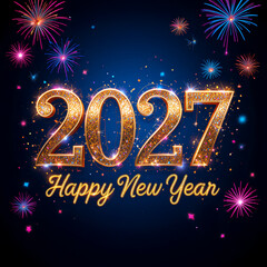  2027 festive, new year, card 