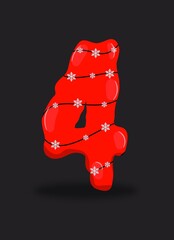 Christmas numbers, fonts , four , 4 ,merry Christmas, Christmas decorations, printable.