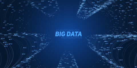 Abstract flow of data in cyber wormhole. Quantum computing information vortex. Digital singularity. Big data technology