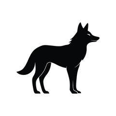 Wolf Silhouette Vector Isolated on White Background