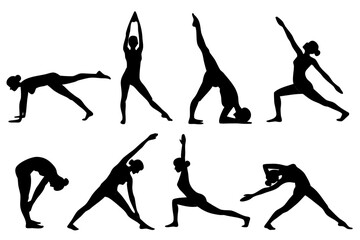 Yoga Silhouette Vector Pack &ndash; Fitness, Meditation, and Relaxation Poses Isolated on White