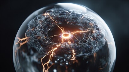 Robotic sphere rotating AI energy inside