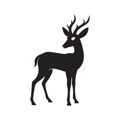 Black Stag Outline Wildlife Artwork