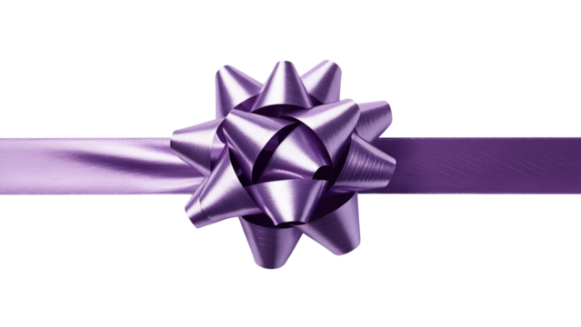 close-up of purple bow and ribbon perfect for gifts or decorations . Isolated on transparent background, png