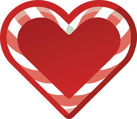 Christmas candy cane heart shape vector.