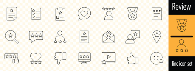 review line icon set . rating, like, dislike, customer experience, review, client satisfaction, testimonial and