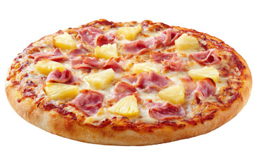 Round pizza topped with pineapple and ham (3)
