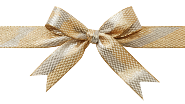 elegant gold ribbon with bow. Isolated on transparent background, png