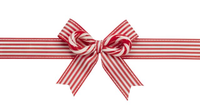 Elegant red ribbon bow, perfect for presents and festive occasions . Isolated on transparent background, png