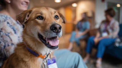 Friendly dog brings joy to therapy session in community center