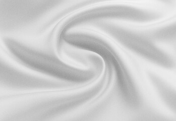 Close up of flowing white satin fabric swirled into abstract pattern, capturing smooth texture, gentle folds, and aesthetics suitable for design, fashion, and interior visuals
