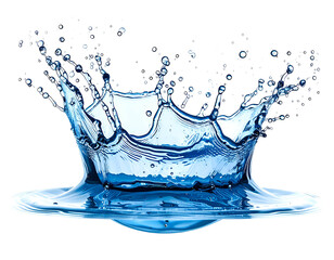 Majestic blue water splash forms an elegant crown shape