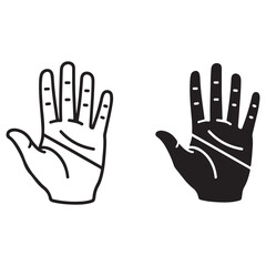 Stylized Human Palm Illustrations with Open Hand Gesture