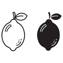 Simple Lemon Illustration: Outline and Silhouette Style
