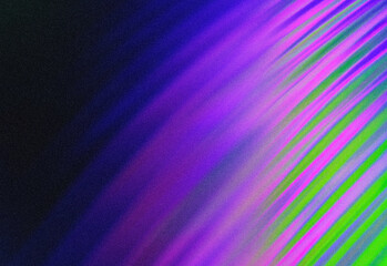 Fototapeta premium Abstract neon gradient background with diagonal purple, blue, and lime green stripes, grain texture, offering a futuristic tech-inspired design for digital art and branding projects