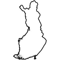 an outline border map of finland highlighted. map vector illustration 