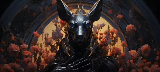 A anubis , a small creature made of glass that is sitting in the palm of your hand,generative AI