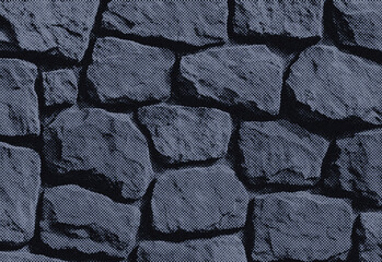 Close-up of dark gray stone wall texture featuring rugged irregular surface and natural pattern, ideal for background design, visualization, and interior decor.
