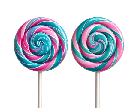 Swirling candy on sticks, colorful and sweet