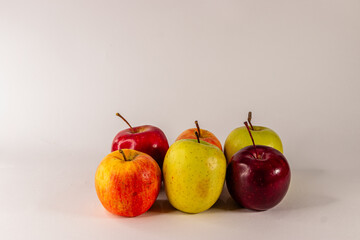 6 Fresh apples isolated on white background