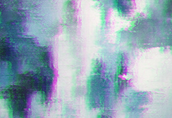 Abstract colorful texture with purple, green and white brush strokes and grainy noise, ideal as a modern art background for design projects, branding visuals and creative decor