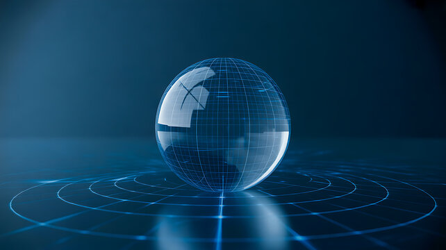 Transparent Sphere on Grid Surface