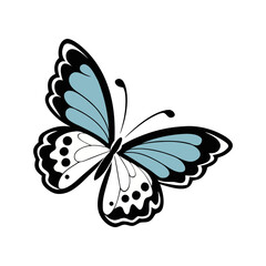 Blue and White Elegant Butterfly Vector Illustration