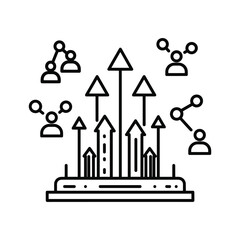 Upward arrows and network connection icon