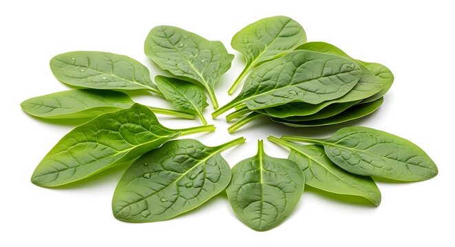Fresh green spinach leaves arranged in a circle