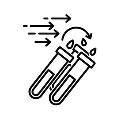 Laboratory test tube icon with arrows and drops