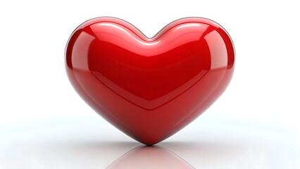 Glossy red heart symbol on white background