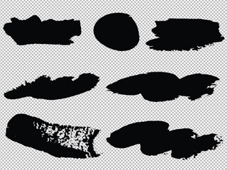 Brush paint stroke vector background. Black ink texture on white paper. Collection of vector paint bold brush strokes, hand drawn thick grunge lines and rectangle shapes modern grunge.