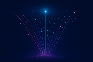 Concept visualization of machine learning representation with colorful threads illustrating data flow pattern in artificial intelligence