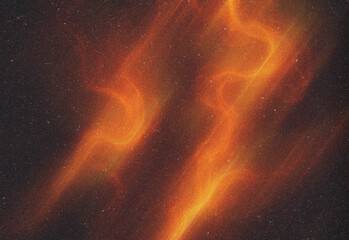 Vivid orange gaseous filaments weave across a dark starry space background, creating a dramatic astronomical scene ideal for science education, space exploration visuals