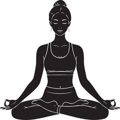 Silhouette of Woman in Lotus Yoga Pose Meditating